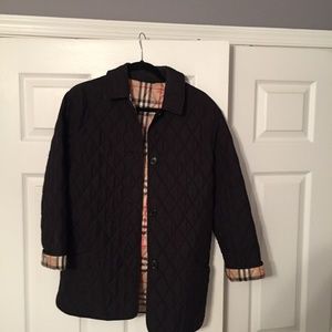 Ladies Black Burberry Quilted Coat Size XS